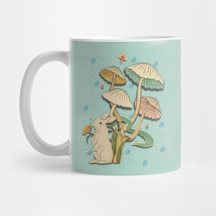 Rabbit under mushroom Mug